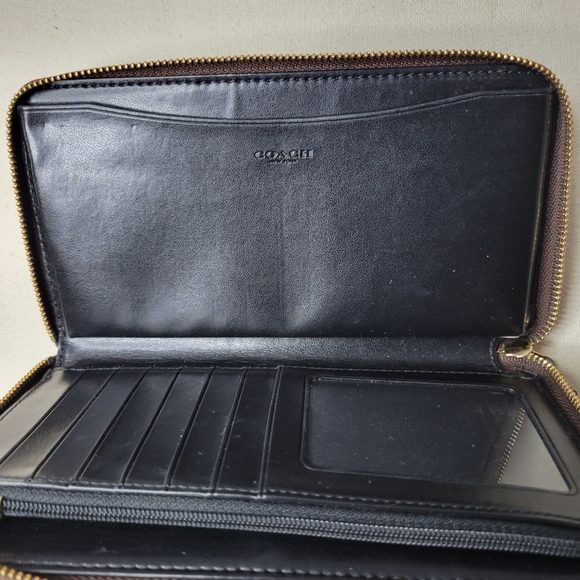 Coach Signature Brown Large Phone Wallet In Signature Canvas - Picture 11 of 15